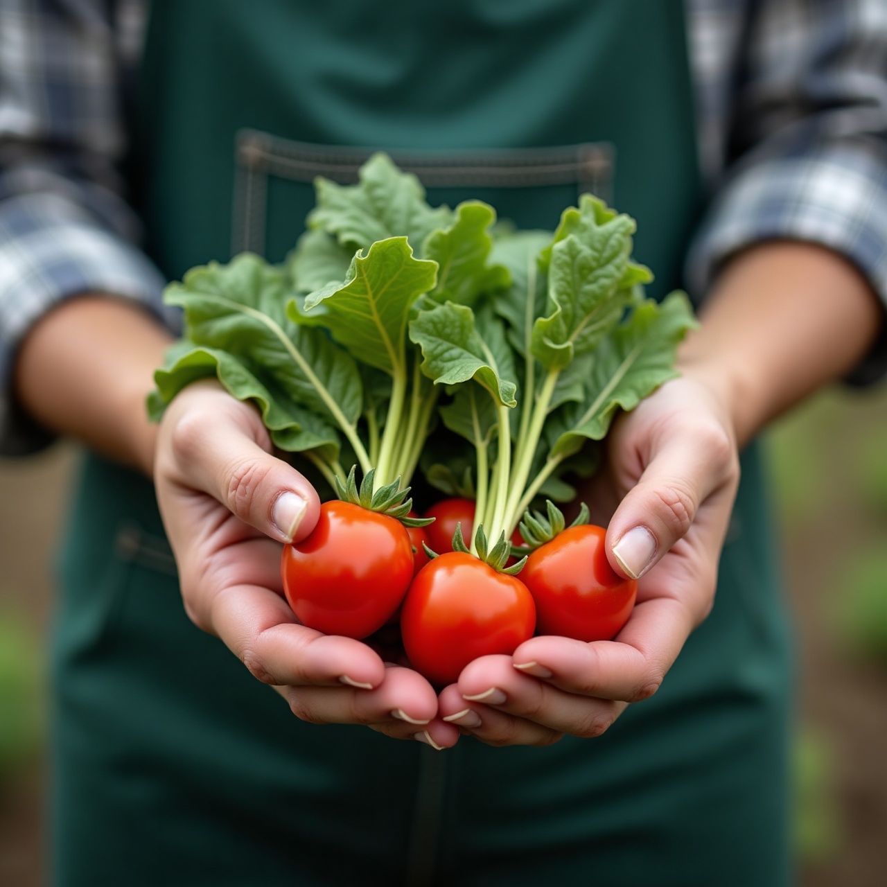 hands holding fresh vegetables